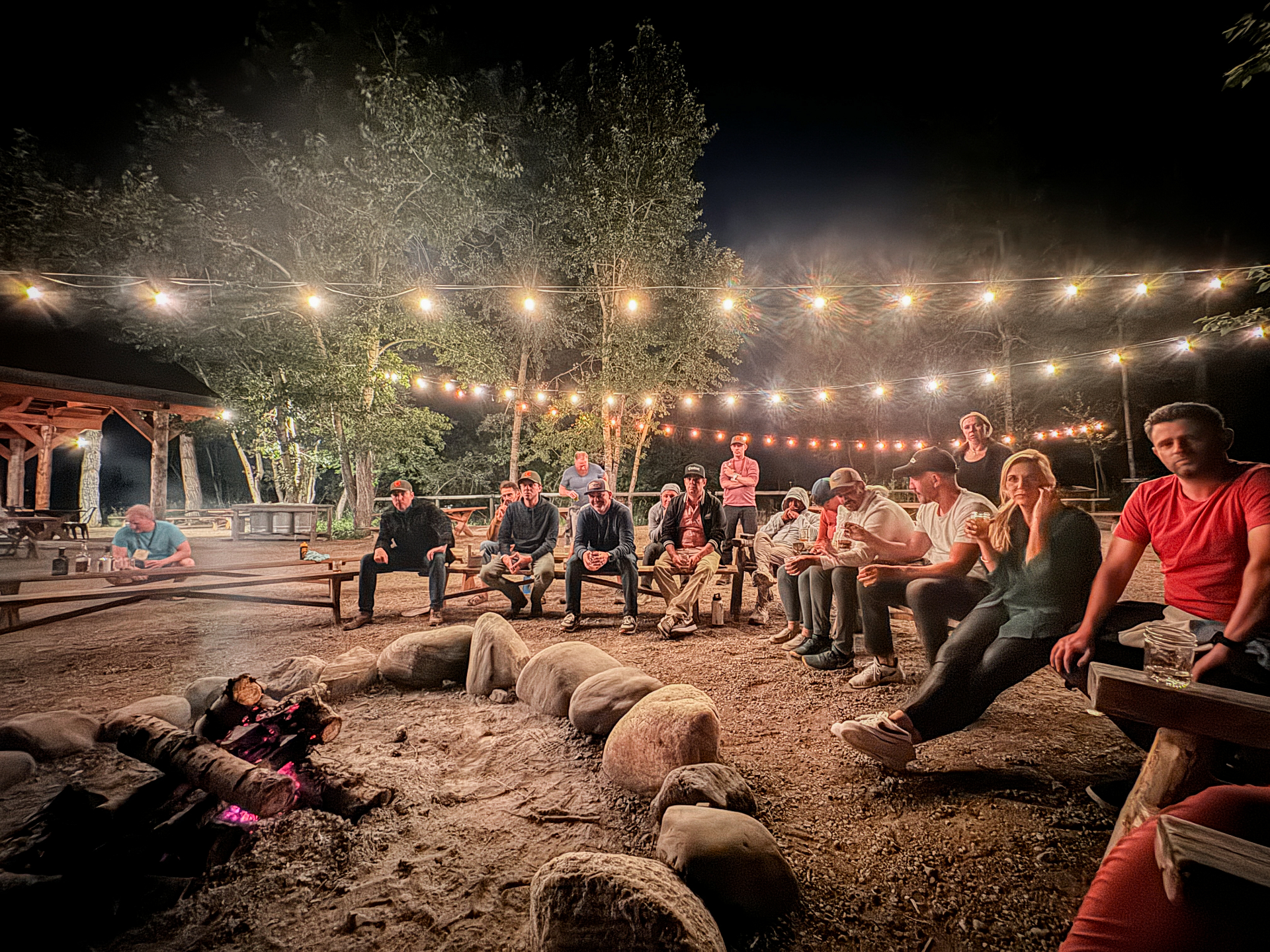 Glamping tent and campfire at Hardscrabble Ranch, Montana